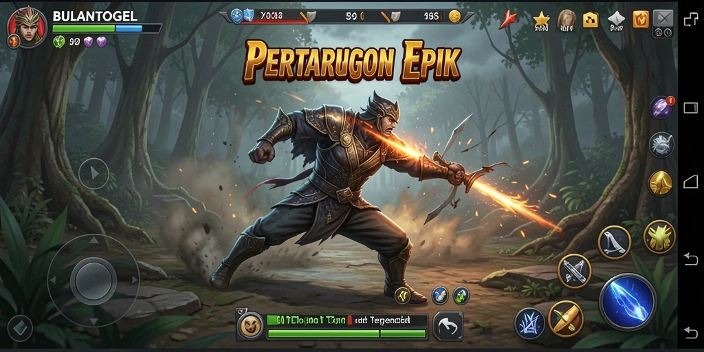 Tangkapan layar gameplay pertarungan di BULANTOGEL.