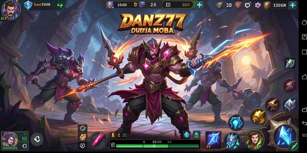 Tampilan aksi seru dalam gameplay MOBA DAN777.