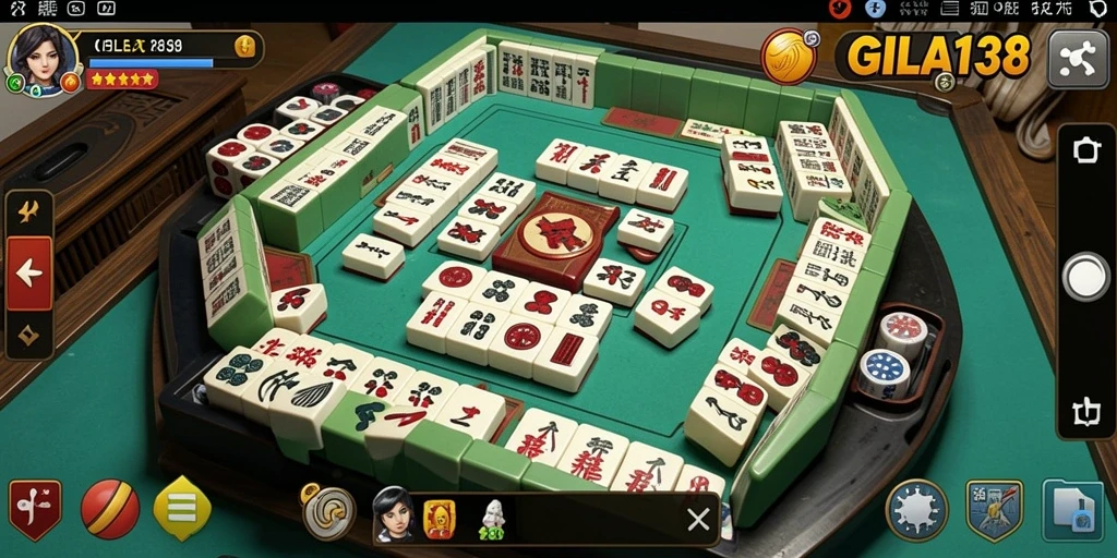 Tampilan gameplay GILA138 yang memukau dengan batu Mahjong yang berwarna-warni.