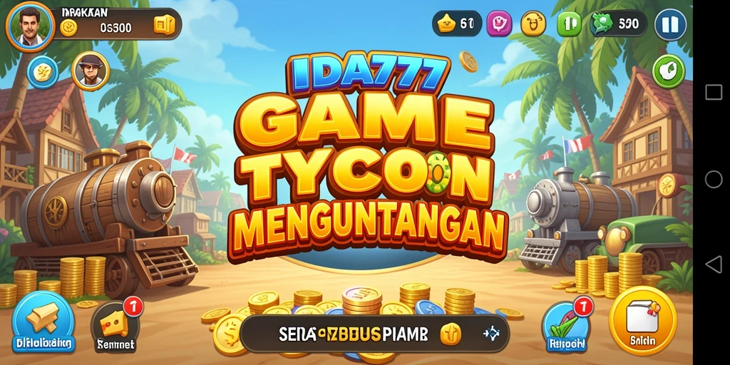 Tampilan gameplay IDA777 yang menampilkan kemajuan bisnis Tycoon.