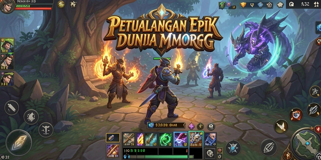 Screenshot gameplay N32 menunjukkan pertarungan epik di dunia MMORPG.