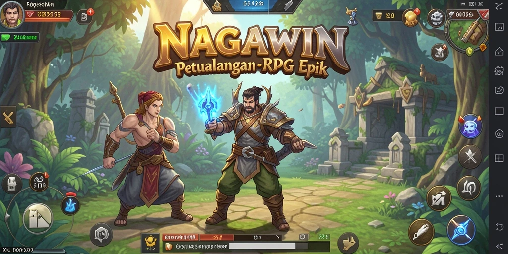 Tampilan gameplay RPG interaktif di NAGAWIN dengan grafis yang memukau.