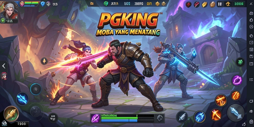Tangkapan layar PGKING menampilkan aksi seru dalam pertempuran tim MOBA.