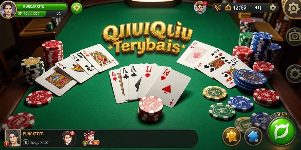 Tampilan gameplay PUNCAKTOTO yang menegangkan dalam permainan QiuQiu.