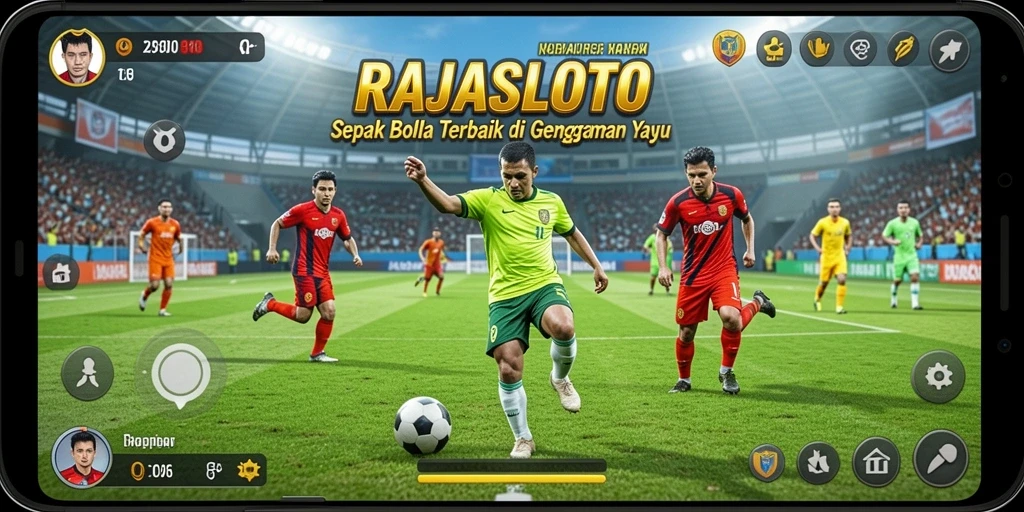 Gameplay seru RAJASLOTO dalam aksi sepak bola.