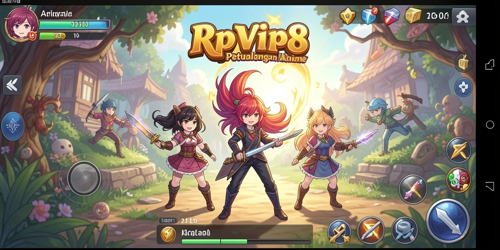 Tampilan gameplay seru di RPVIP8 dengan karakter anime yang menarik.