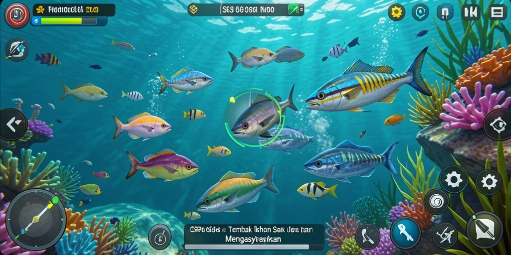 Gameplay seru menembak ikan di bawah laut.