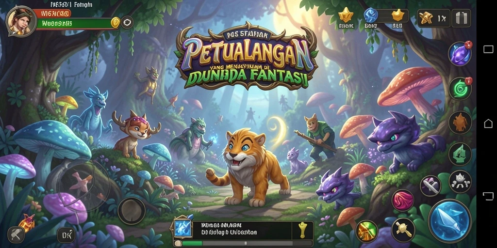Screenshot utama W67 menampilkan pemandangan epik dalam gameplay Adventure.
